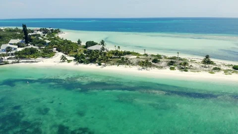 Aerial View of Crystal Waters at Deep Water Cay, East End, Grand Bahama Stock Footage 108249417