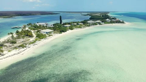 Aerial View of Crystal Waters at Deep Water Cay, East End, Grand Bahama Stock Footage 108249467