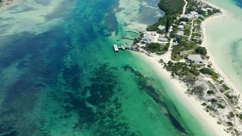 Aerial View of Crystal Waters at Deep Water Cay, East End, Grand Bahama Stock Footage 108249533