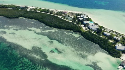 Aerial View of Crystal Waters at Deep Water Cay, East End, Grand Bahama Stock Footage 108249641
