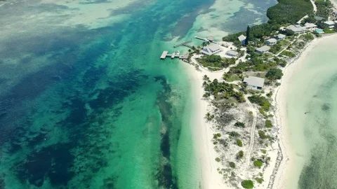 Aerial View of Crystal Waters at Deep Water Cay, East End, Grand Bahama Stock Footage 108249679