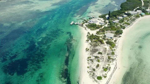 Aerial View of Crystal Waters at Deep Water Cay, East End, Grand Bahama Stock Footage 108249749