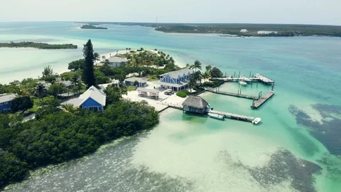 Aerial View of Crystal Waters at Deep Water Cay, East End, Grand Bahama Stock Footage 108249785
