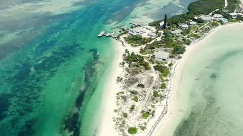 Aerial View of Crystal Waters at Deep Water Cay, East End, Grand Bahama Stock Footage 108249813