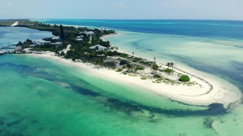 Aerial View of Crystal Waters at Deep Water Cay, East End, Grand Bahama Stock Footage 108249816