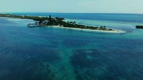 Aerial View of Crystal Waters at Deep Water Cay, East End, Grand Bahama Stock Footage 108249848