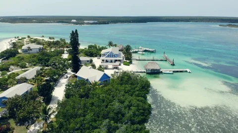 Aerial View of Crystal Waters at Deep Water Cay, East End, Grand Bahama Stock Footage 108249853