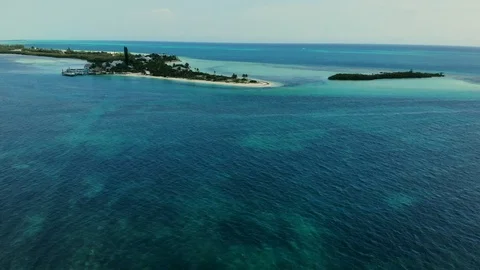 Aerial View of Crystal Waters at Deep Water Cay, East End, Grand Bahama Stock Footage 108249976
