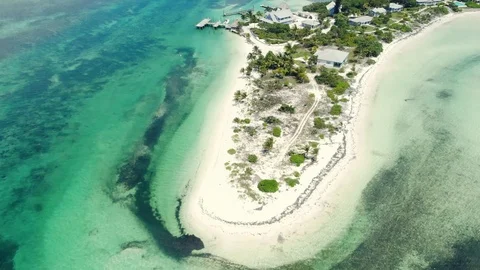 Aerial View of Crystal Waters at Deep Water Cay, East End, Grand Bahama Stock Footage 108250055