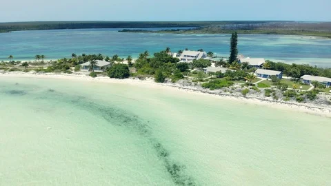 Aerial View of Crystal Waters at Deep Water Cay, East End, Grand Bahama Stock Footage 108250196