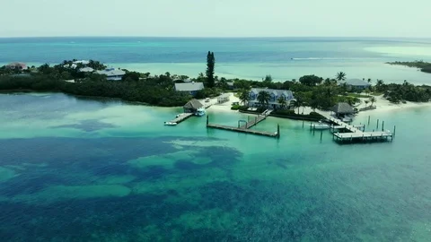 Aerial View of Crystal Waters at Deep Water Cay, East End, Grand Bahama Stock Footage 108250215