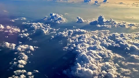 Aerial View of Cumulus Cloudscape at Sunset Stock Footage 310323416