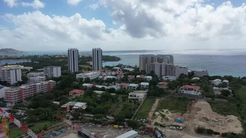 Aerial view of Cupecoy, Sint Maarten Stock Footage 273168063