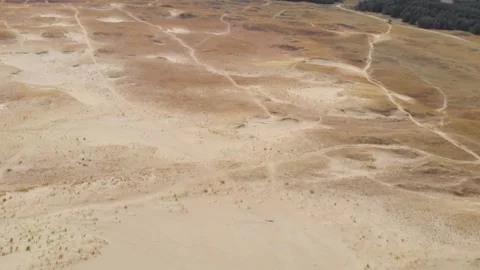 Aerial View of Curonian Spit Sand Dunes in Nida, Lithuania Stock Footage 321754875
