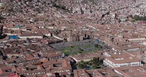 Aerial view of Cusco Plaza de Armas, Peru. Stock Footage 345052696
