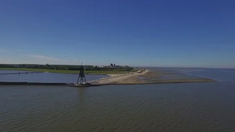 Aerial view of Cuxhaven navigation mark Stock Footage 87381995