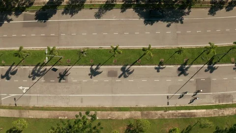 Aerial View Of Cyclist On Empty Road Stock Footage 122465037