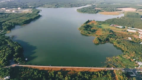 Aerial View of Da Ban Lake, Binh Duong, Vietnam Видео 293731908