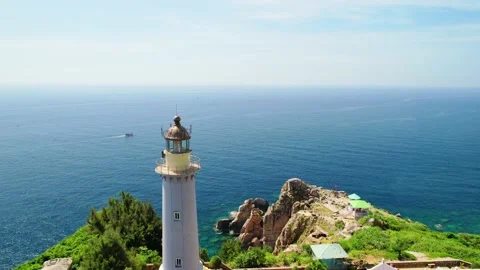 Aerial view Dai Lanh lighthouse, Phu Yen, Vietnam. Stock Footage 226508669