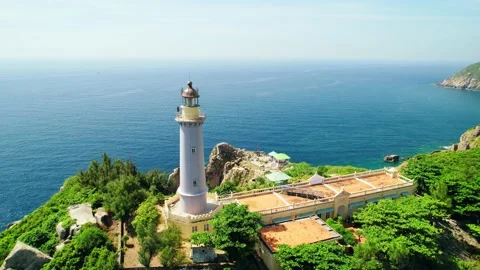 Aerial view Dai Lanh lighthouse, Phu Yen, Vietnam. Stock Footage 226509343