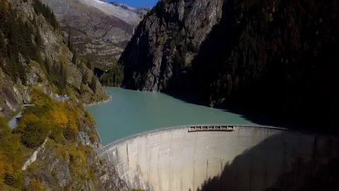 Aerial view dam in mountain Video stock 81143849
