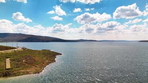 Aerial View of Dam at Sunset Stock Footage 339169855