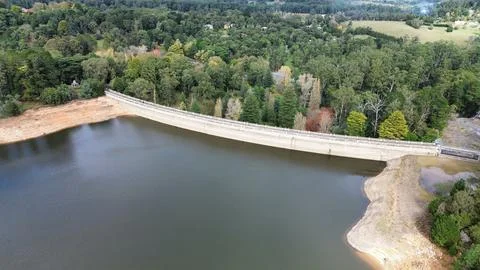 Aerial view of dam wall Stock Photos