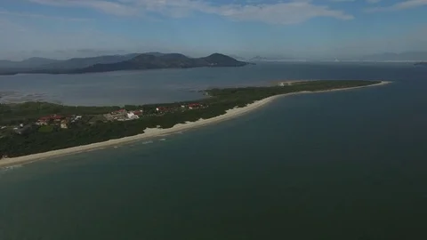Aerial view Daniela Beach in Florianopolis, Brazil. July, 2017. Stock Footage