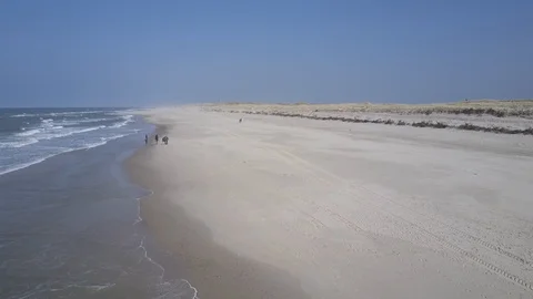 Aerial view of Danmarks North Sea coast Stock Footage 87253994