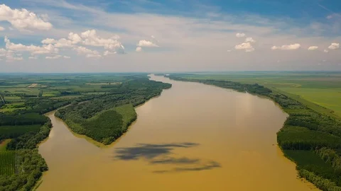 Aerial view of Danube river Stock Footage 117813257