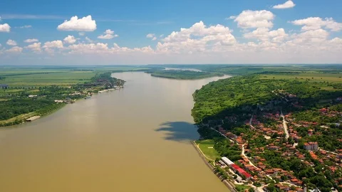 Aerial view of Danube river Stock Footage 117844458