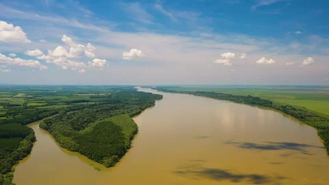 Aerial view of Danube river Stock Footage 117850597