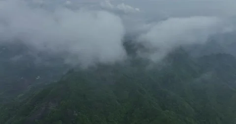 Aerial View of Danxia Landform in Cloudy Day Stock Footage 218298612