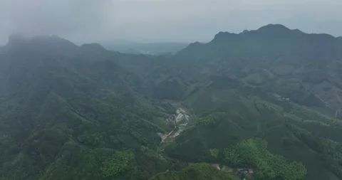 Aerial View of Danxia Landform in Cloudy Day Stock Footage 218300634