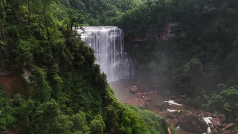 Aerial view  of Danxia Waterfall in Chishui, Zunyi, Guizhou china Stock Footage 306952207