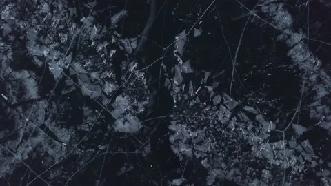 Aerial view of dark ice texture frozen lake Baikal winter Olkhon, Siberia Russia Stock Footage 131704065