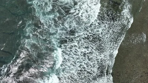 Aerial view of dark ocean waves with white wash. Stock Footage 231398522