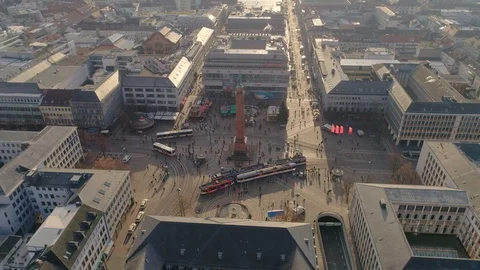 Aerial view: Darmstadt. Central square of Louise. Germany 動画素材 100995430