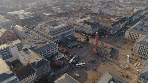 Aerial view: Darmstadt. Central square of Louise. Germany 動画素材 100996032