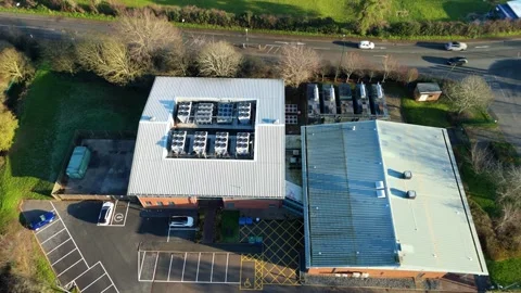 Aerial view of data center and cooling system, fans HVAC quantum computing Stock Footage 326166798