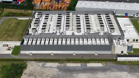 Aerial View of Data Center and AI Infrastructure Stock Footage 337037153