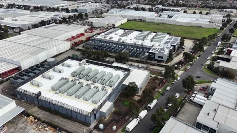 Aerial view of data center and industrial park buildings Stock Footage 340503358