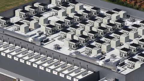 Aerial View of Data Center for Big Data and AI Infrastructure Stock Footage 337037316