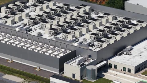 Aerial View of Data Center for Big Data and AI Infrastructure Stock Footage 337037321