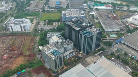 Aerial view of data center building in jakarta indonesia Stock Footage 327812671