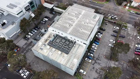 Aerial view of data center building and car park Stock Footage 342327408