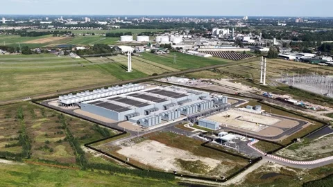 Aerial View of Data Center Campus at Groningen Westpoort Netherlands Stock Footage 346534641