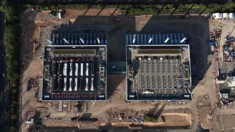 Aerial View of Data Center Campus Under Construction in Hanau Germany Stock Footage 346885746
