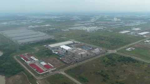 Aerial view of data center construction in jakarta indonesia Stock Footage 327813028