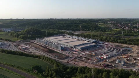 Aerial View of Data Center Construction in Farciennes Video stock 335998201